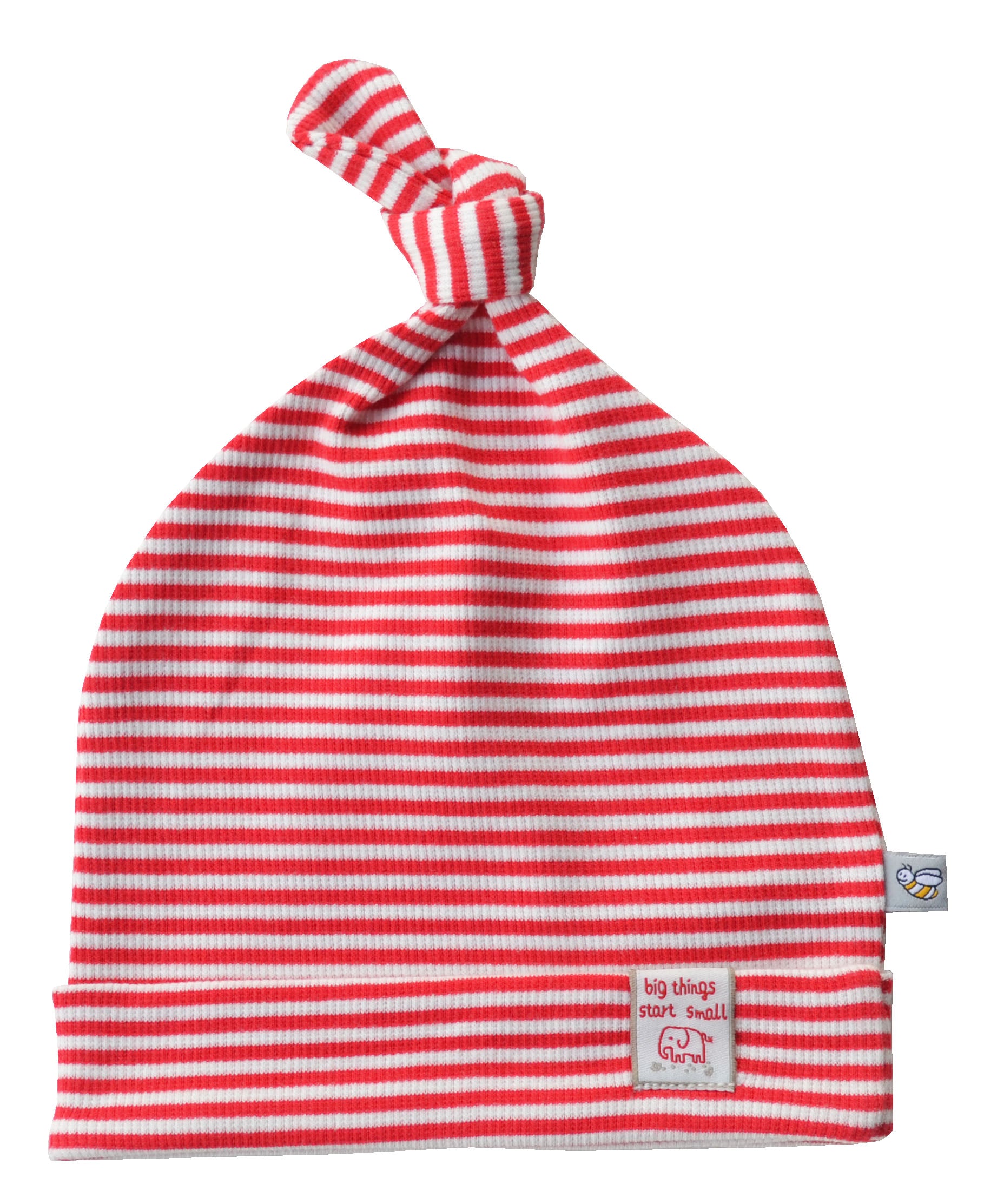 Red Striped Beanie with Knot
