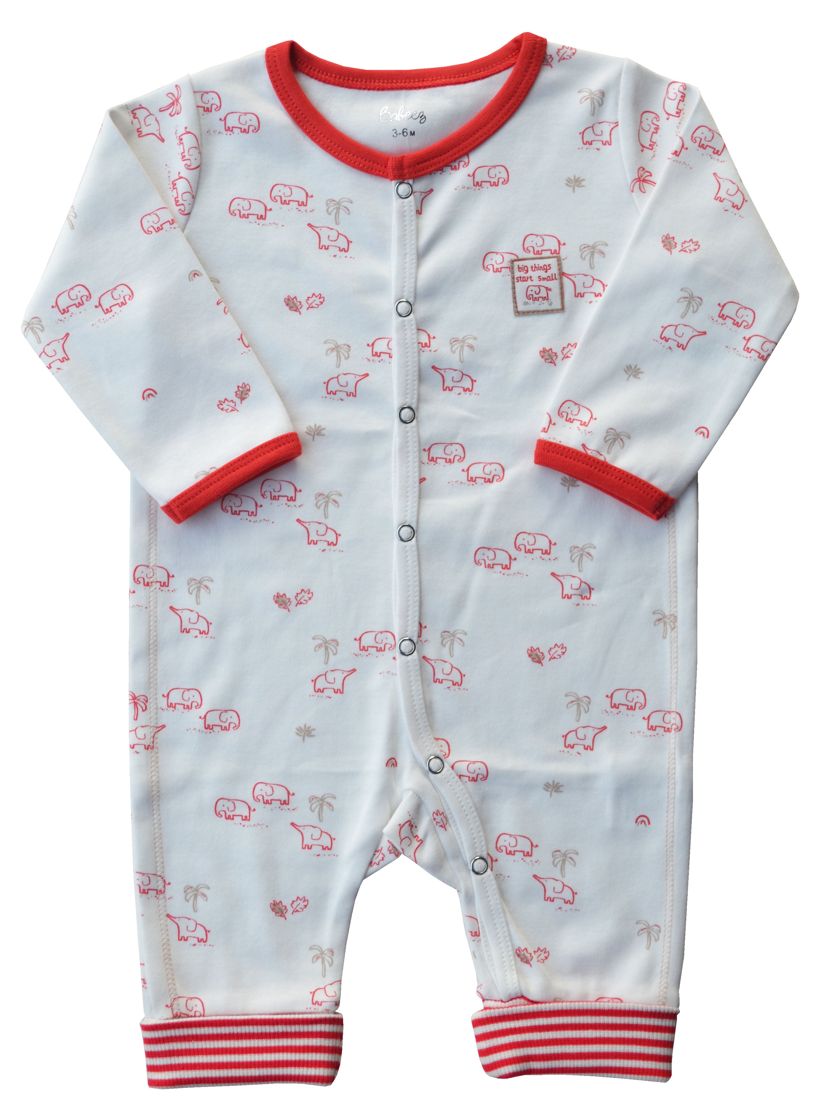 Elephant Print White and Red Sleeper