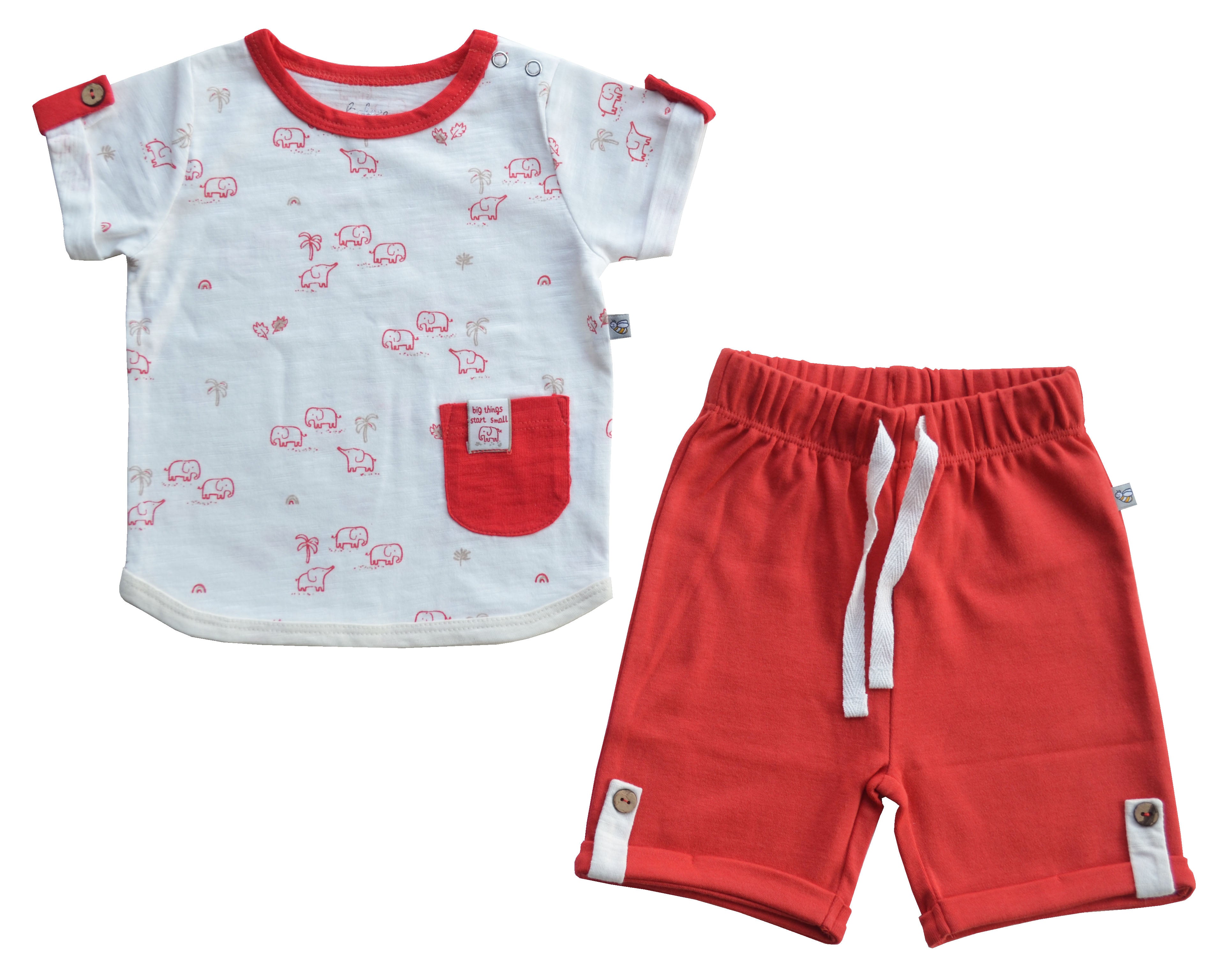 Elephant White Top Shorts Set