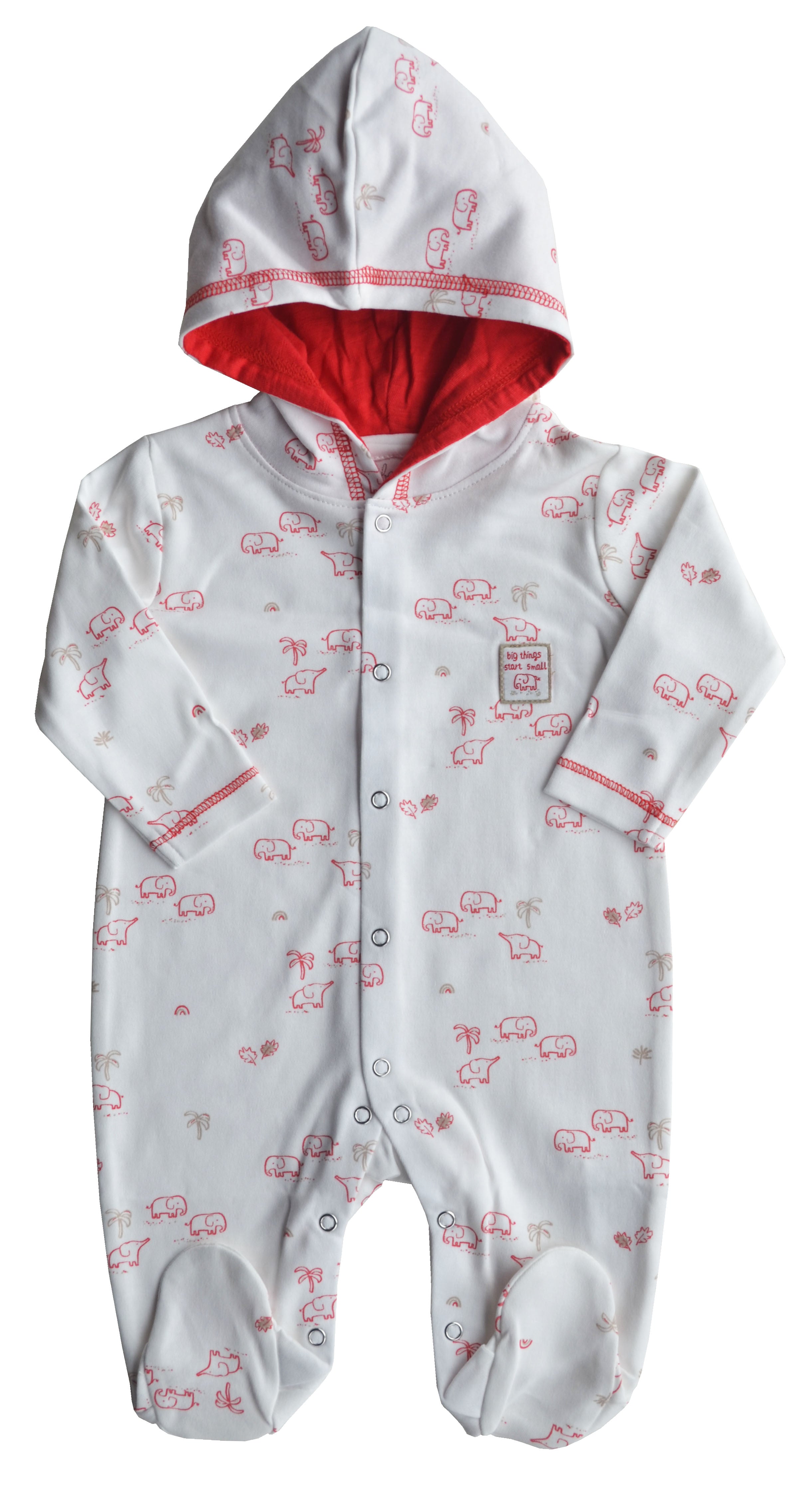 Elephant Print White Hoody Sleeper