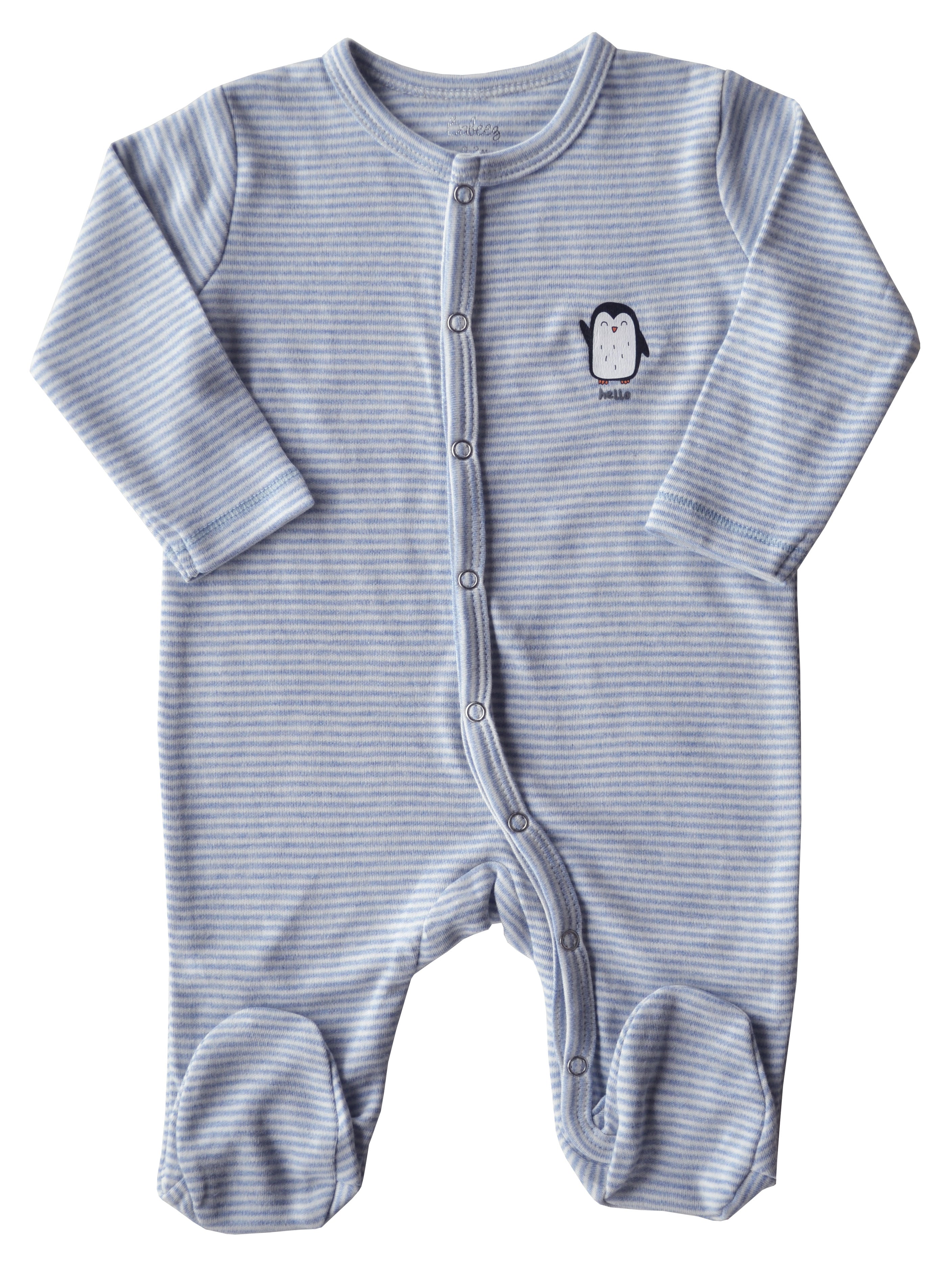 Blue Striped Penguin Romper