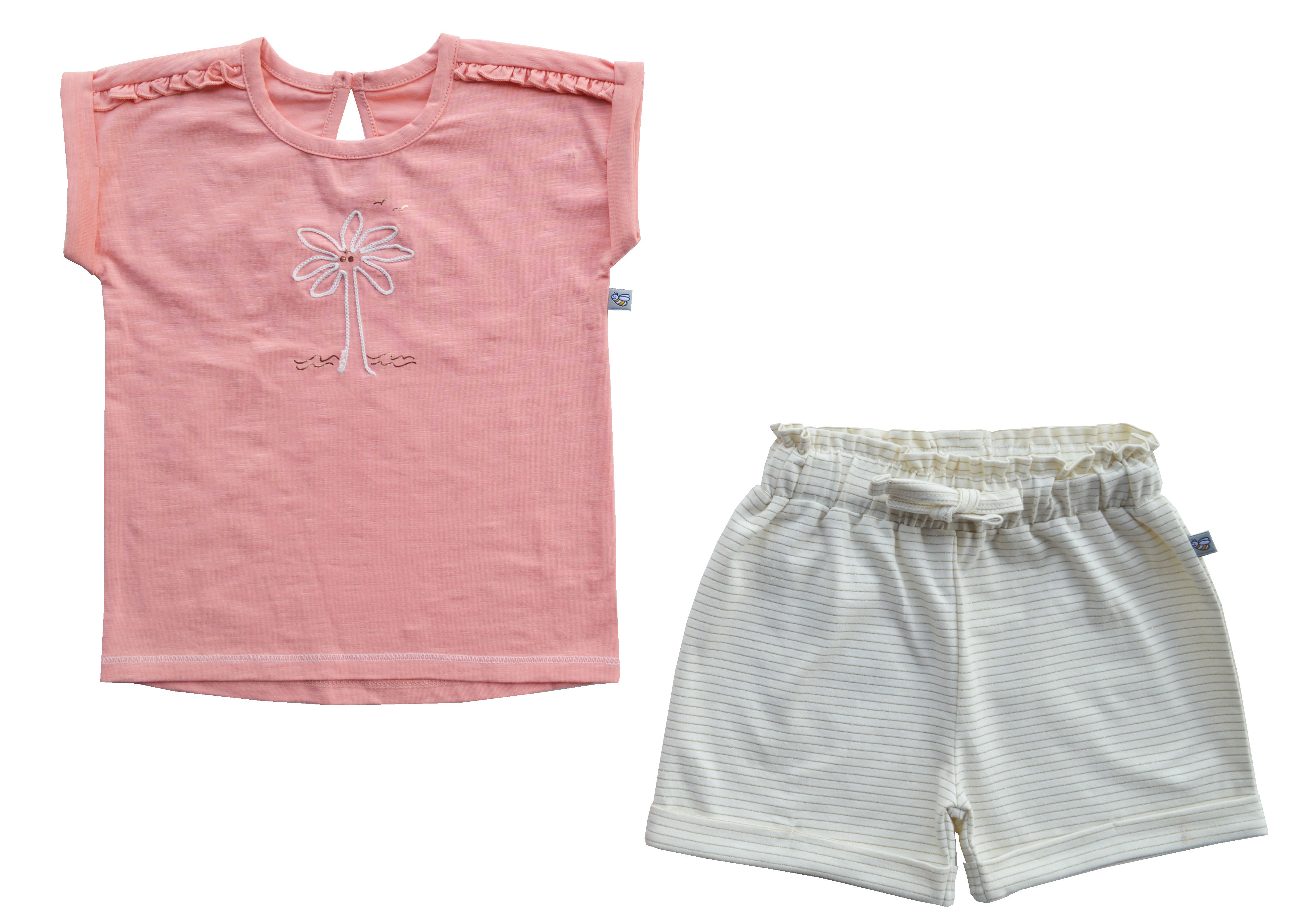Peach Top Cream Shorts Set