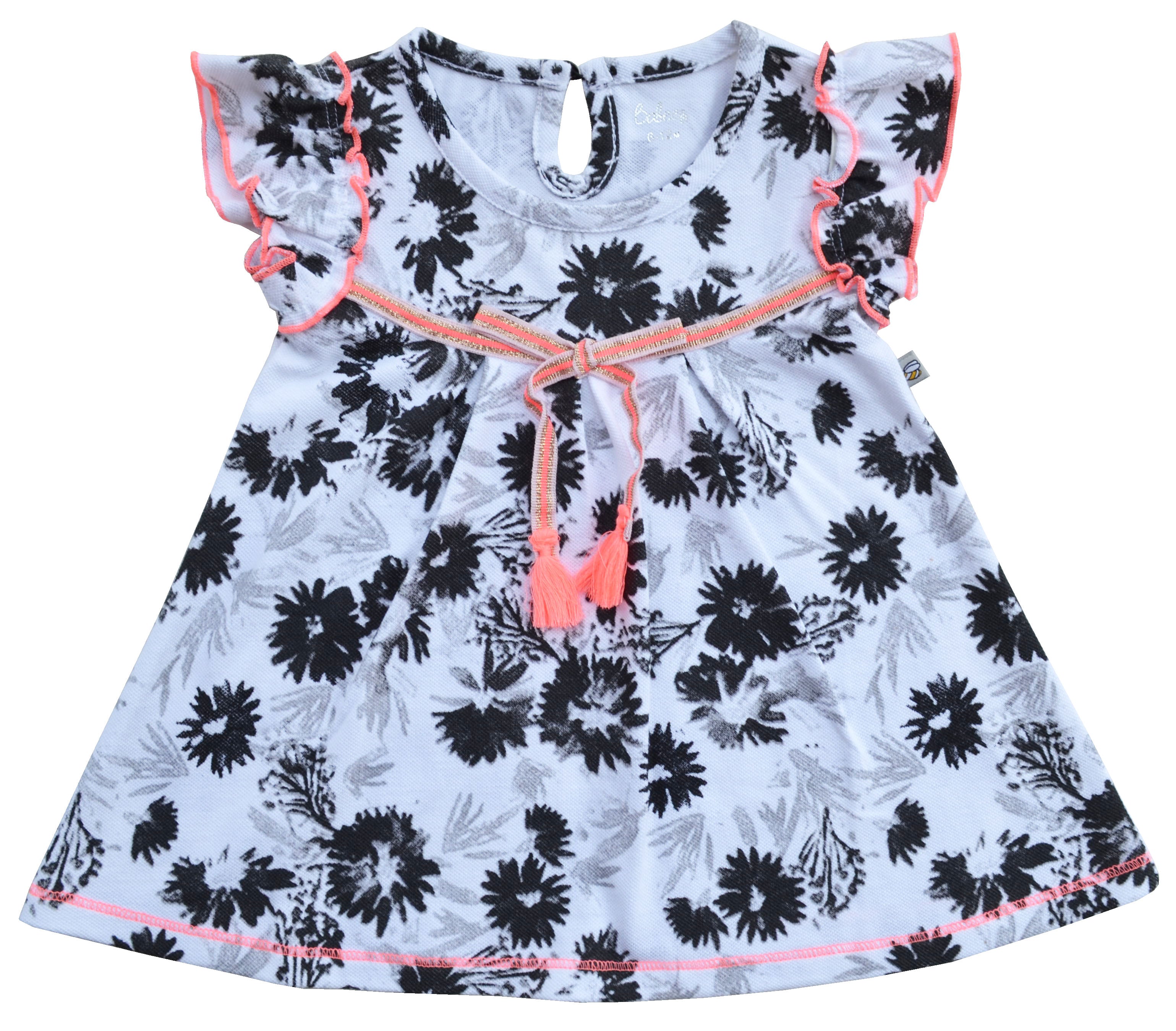 Flower Print White Dress