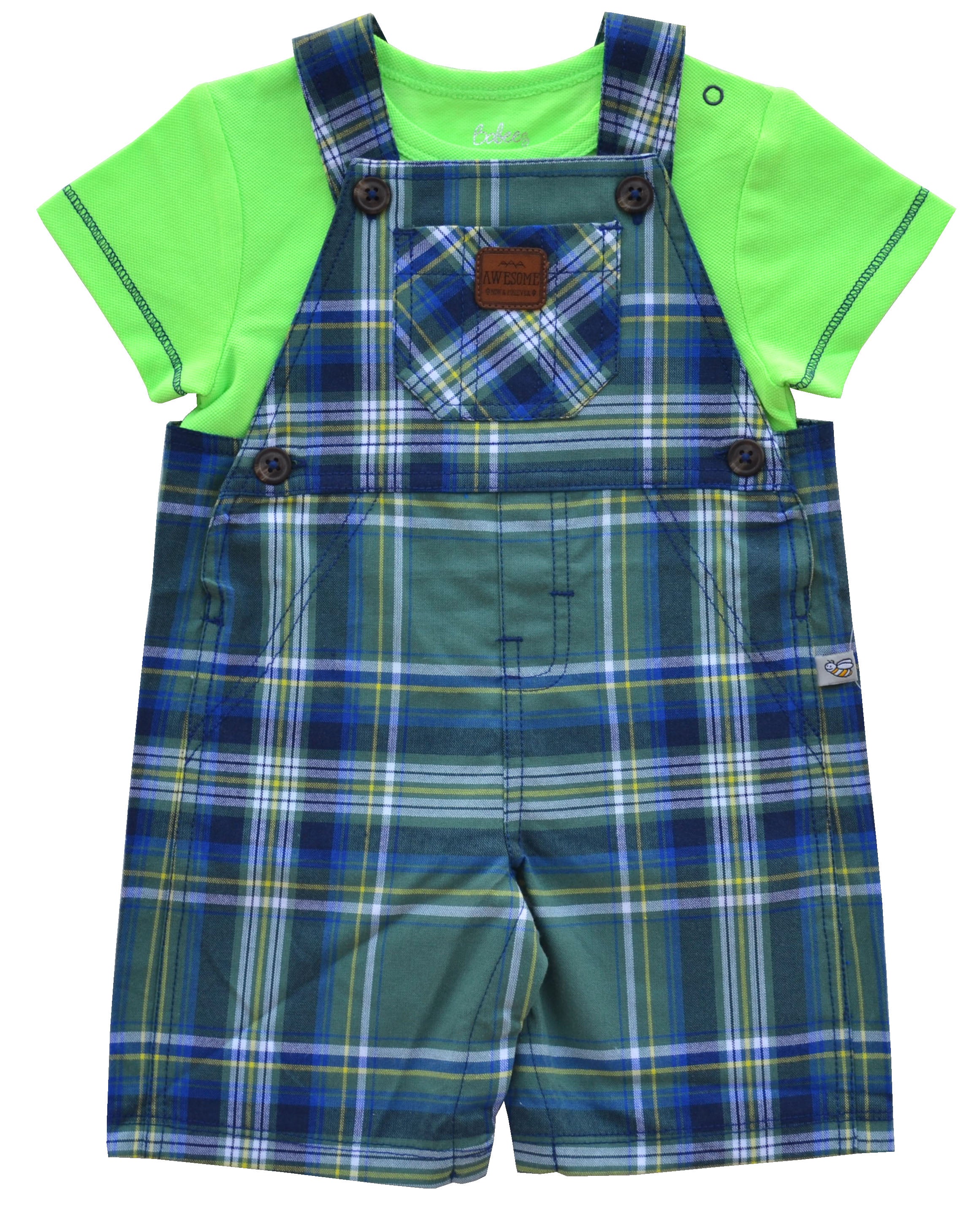 Green Blue Short Romper Set