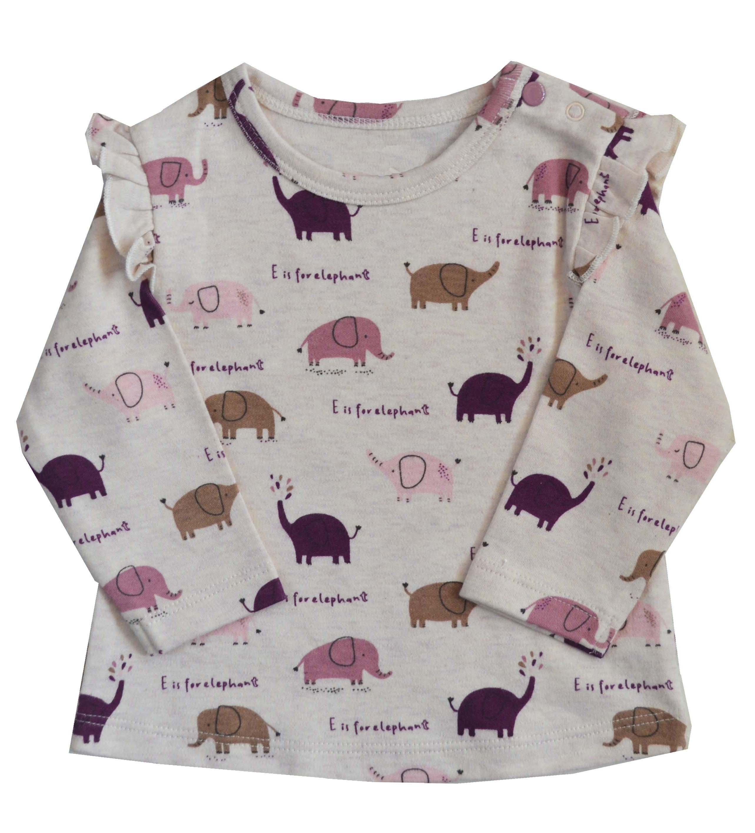 Lt.Grey Full sleeves top with Elephant print
