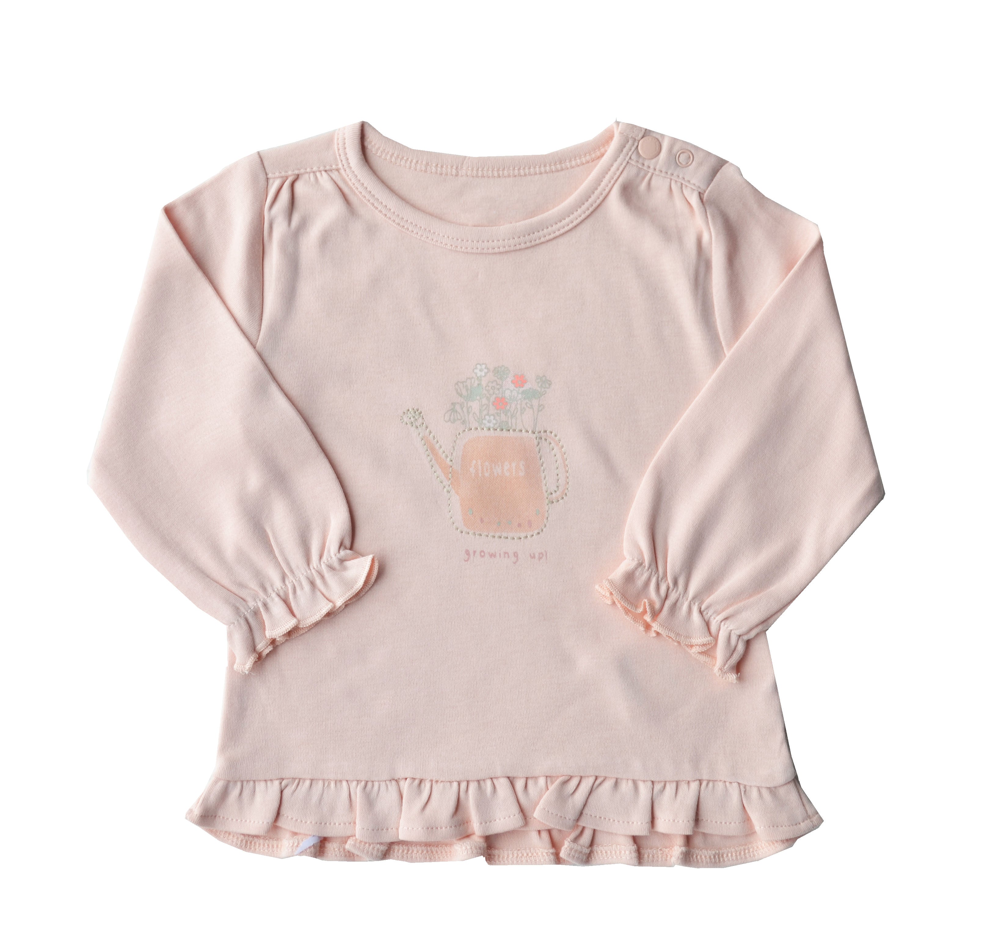 Peach Full sleeve Top with frill at bottom