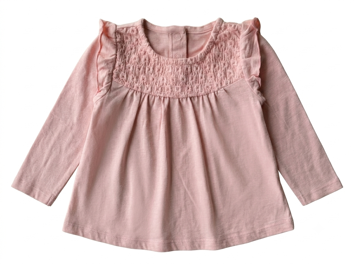 Pink Top with Smocked Yoke