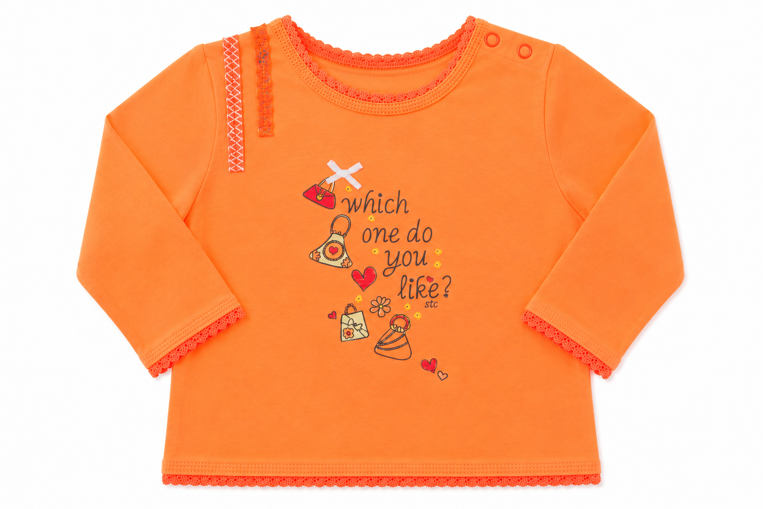 Neon Orange Top with lace in the border