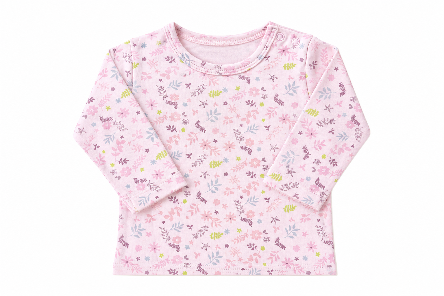 Pink Full Sleeves Top with Floral Print