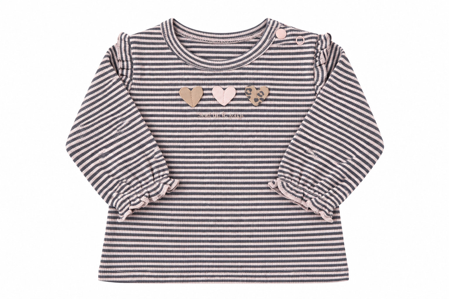 Grey Pink Striped Heart Top
