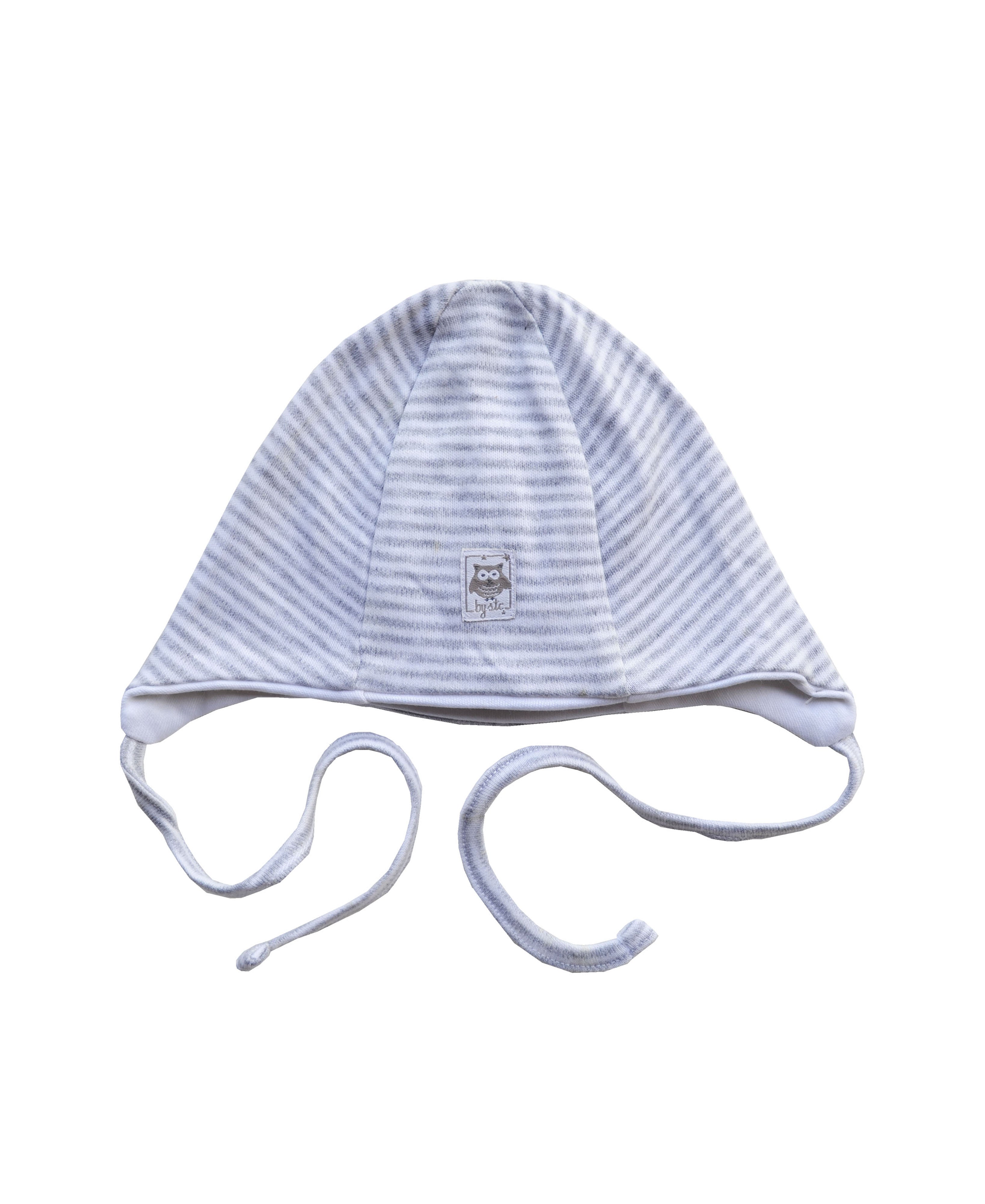 Lt.Grey Striped Cap with Strings