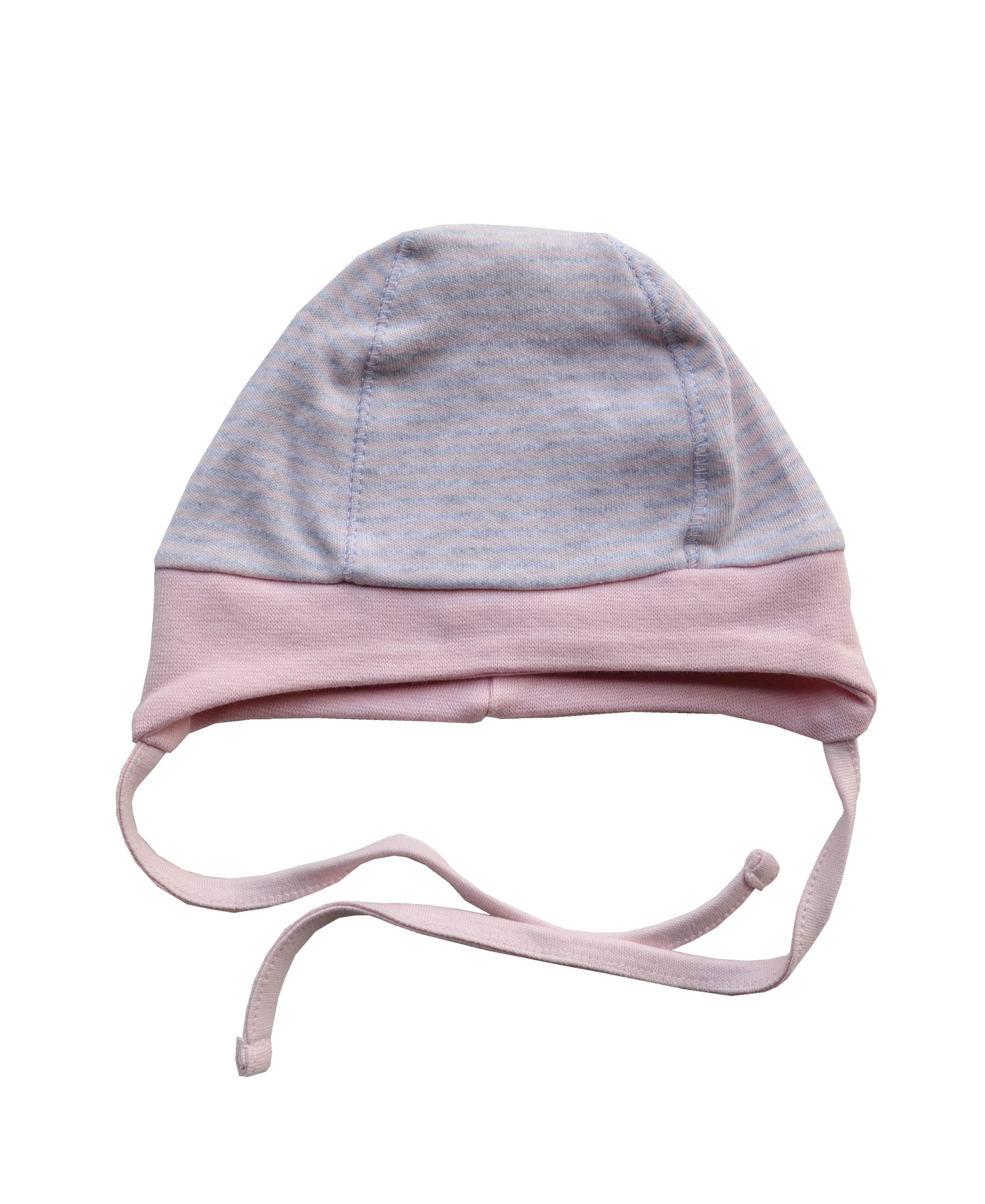 Pink Striped Cap with Strings