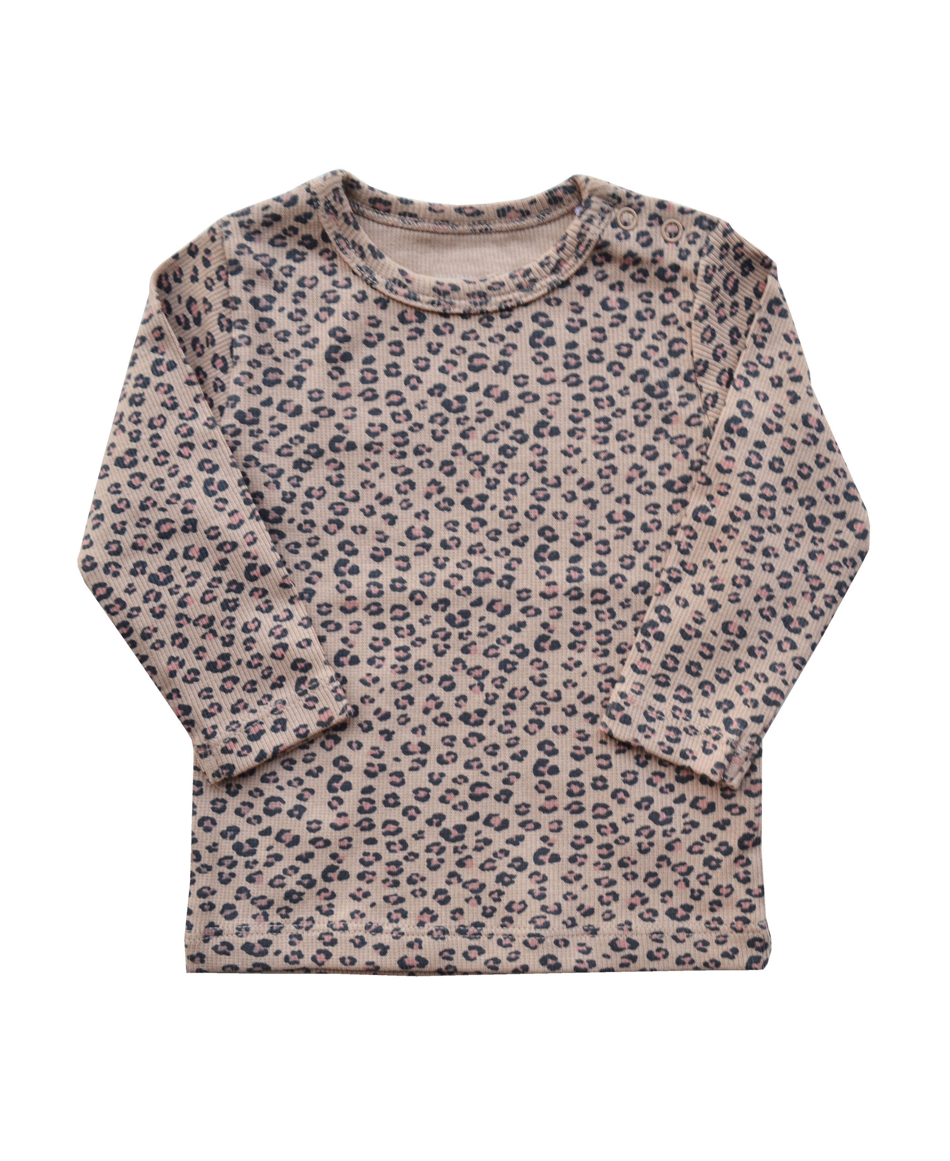 Brown Full Sleeve Top with Leopard print