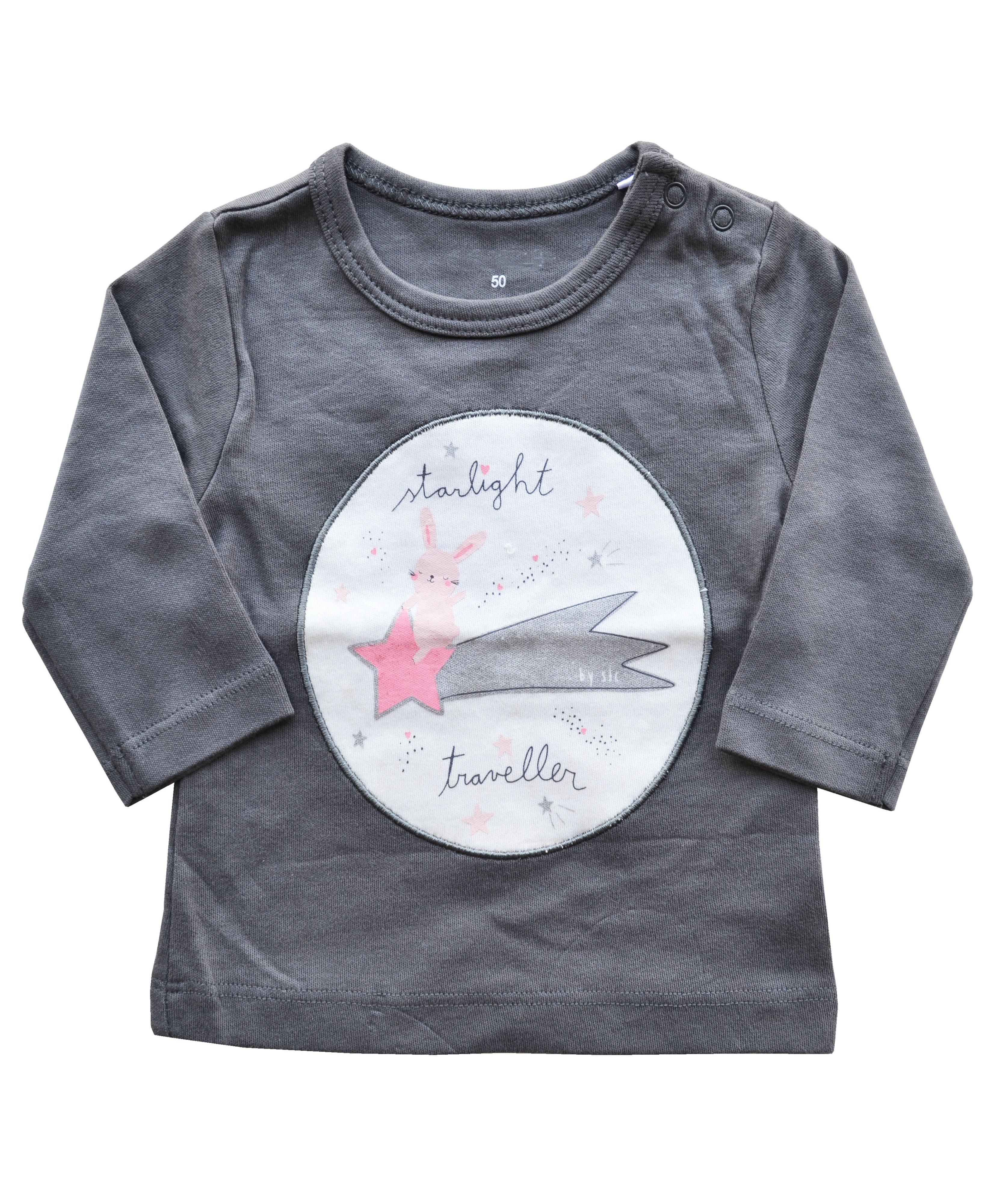 Grey Full Sleeve Top with Print