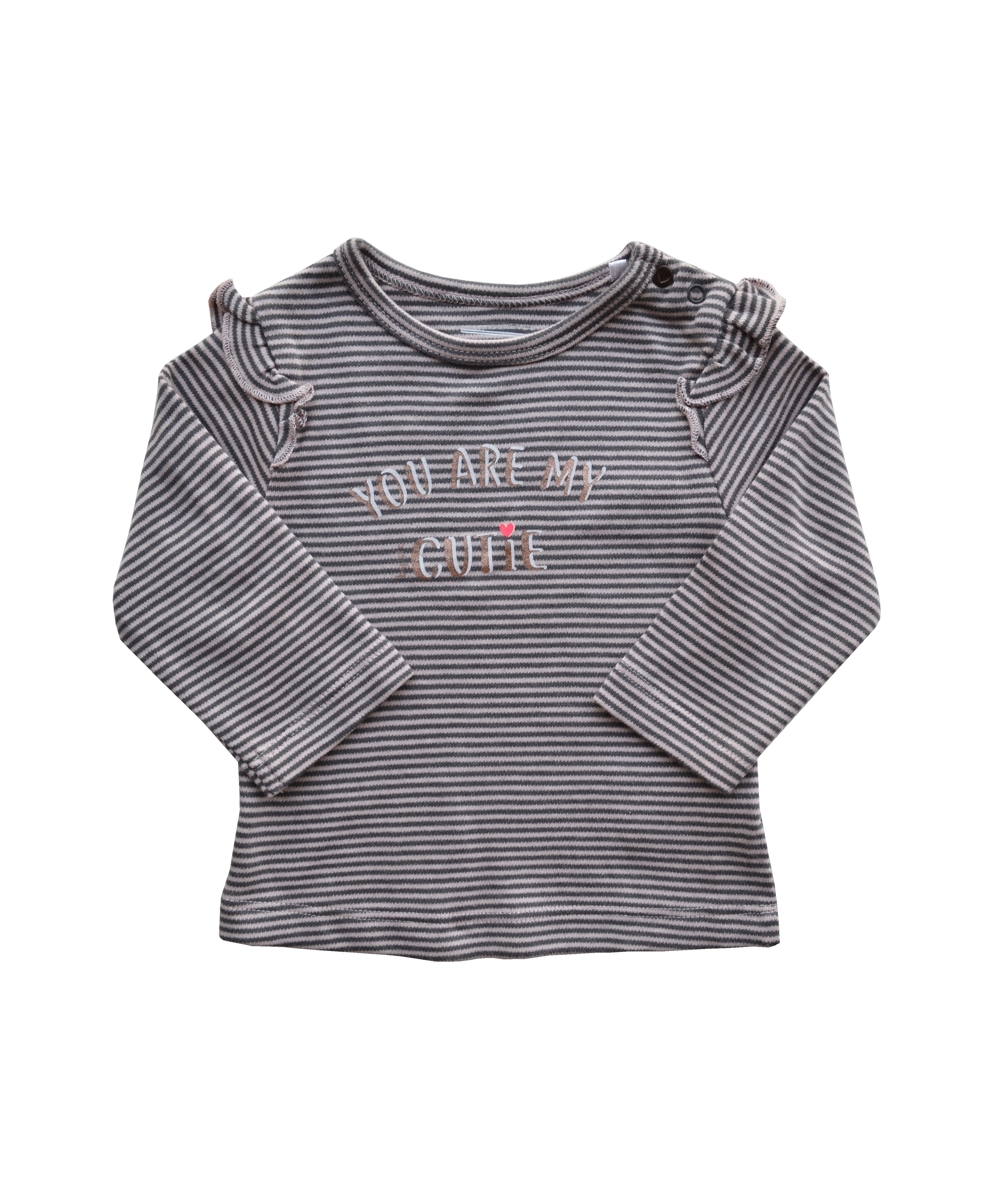 Pink & Grey Striped Full Sleeves Top