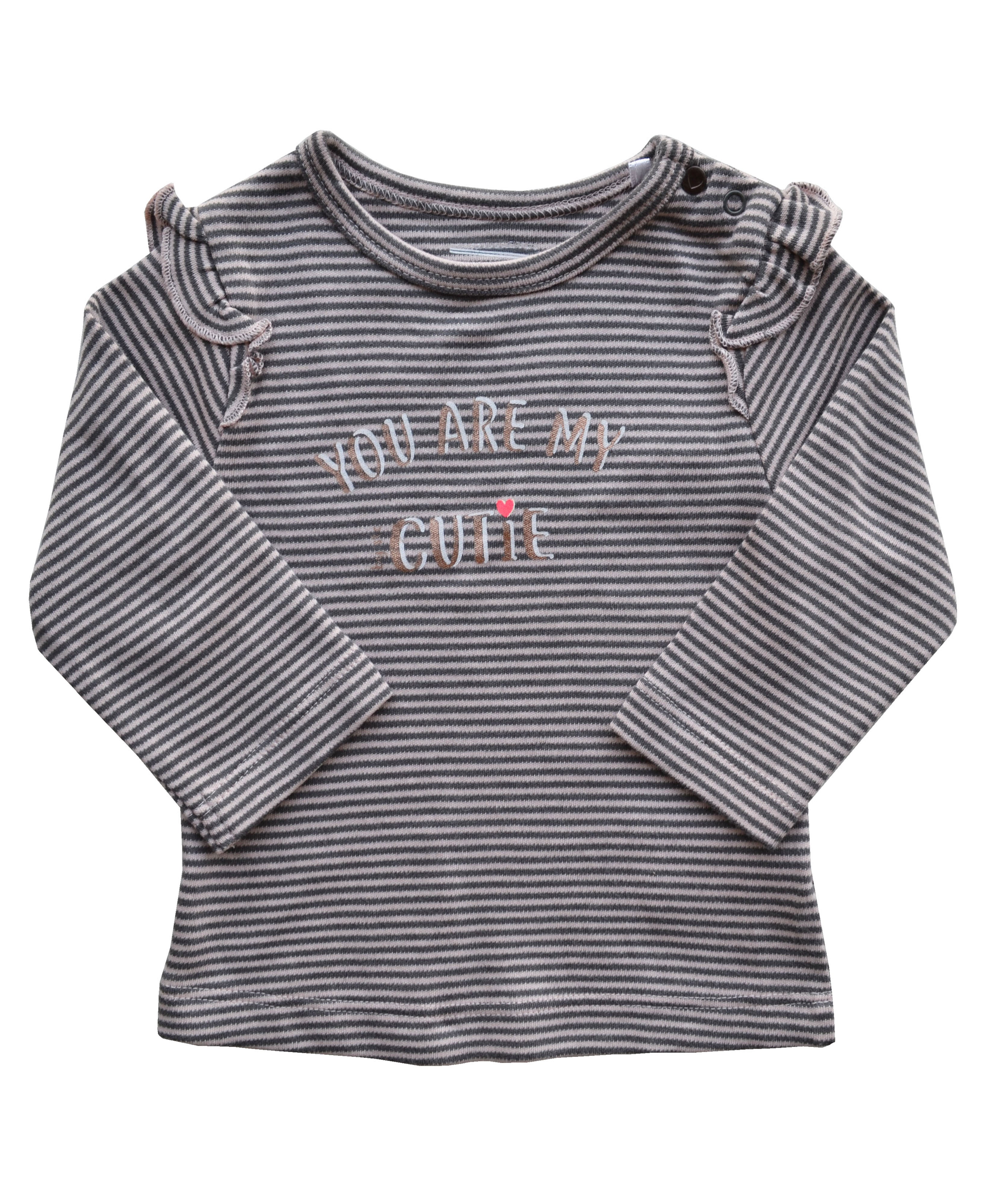 Pink & Grey Striped Full Sleeves Top