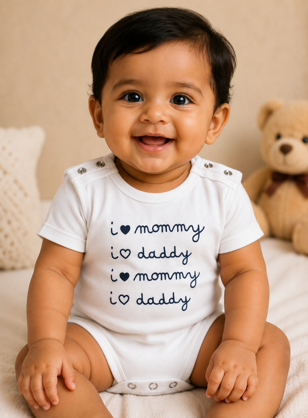 Mommy and Daddy White Sleeveless Romper