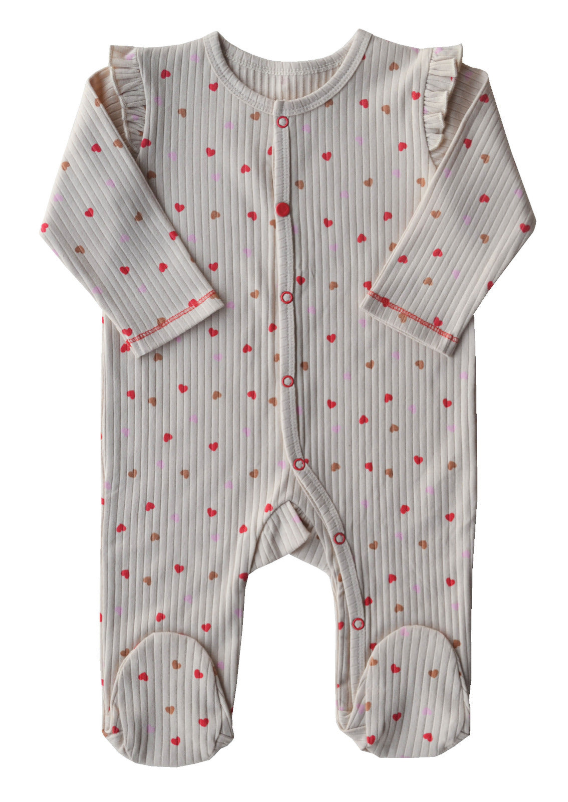 Heart Print Cream Full Sleeper