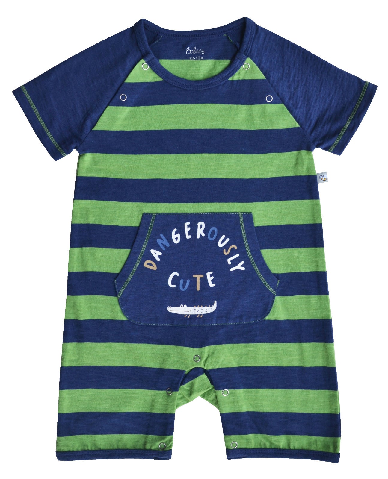 Green Blue Stripes Short Romper