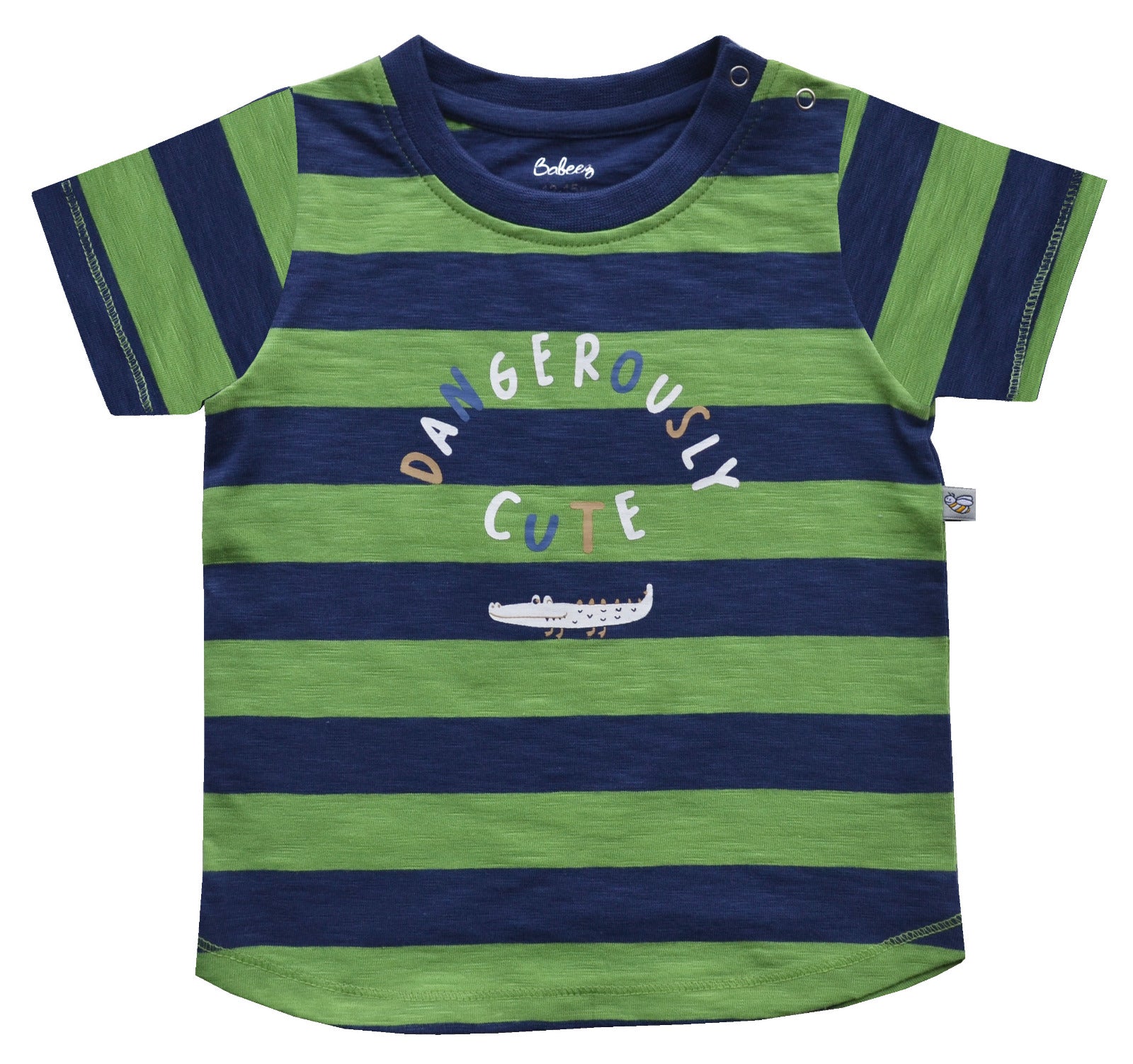 Green Blue Stripes Short Sleeve T-Shirt