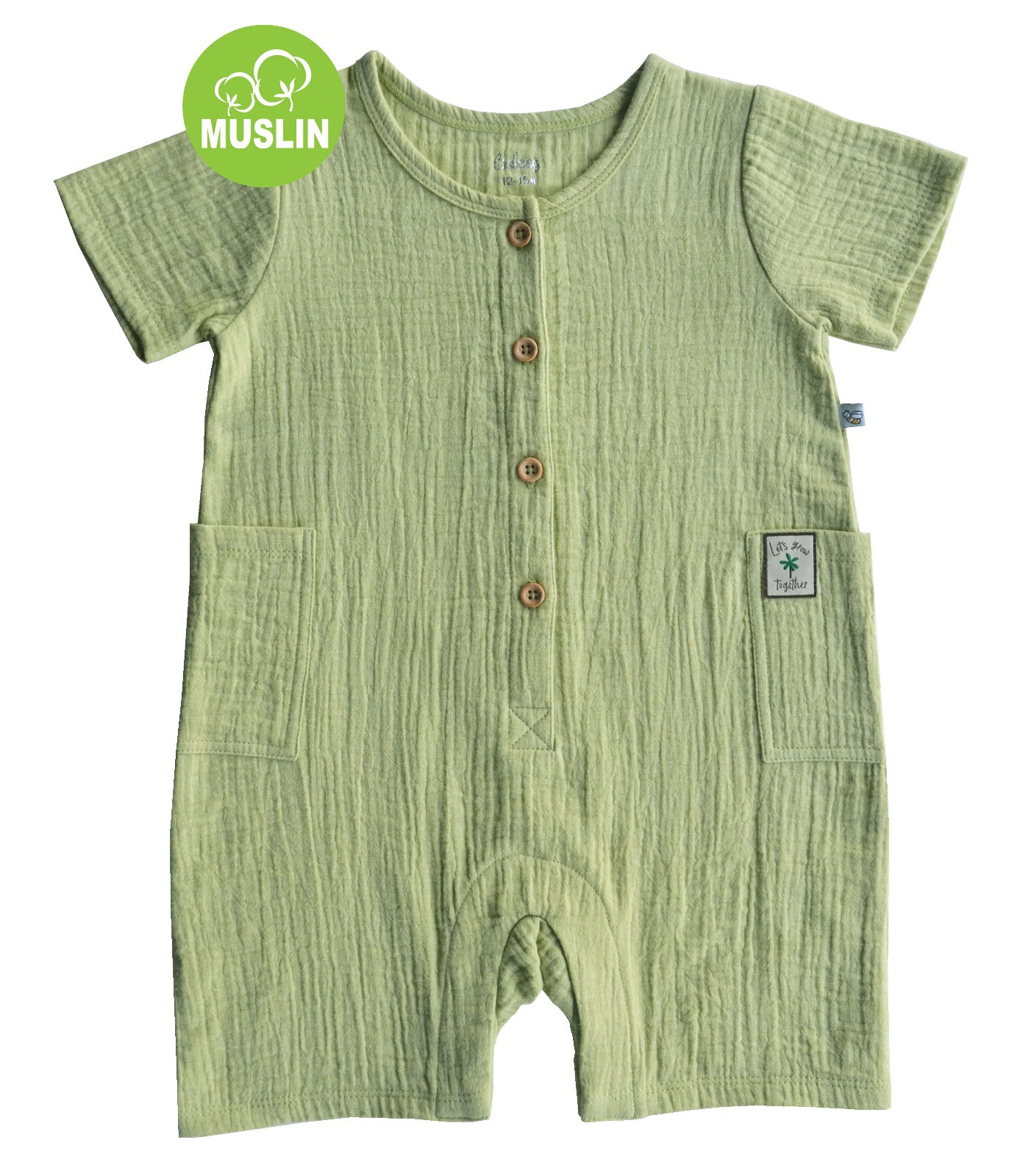 Green Muslin Short Romper