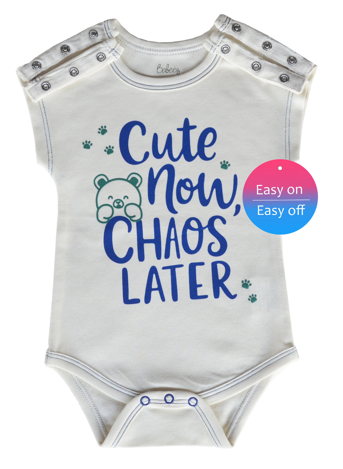 Cream Cute and Chaos Sleeveless Romper/Onesie