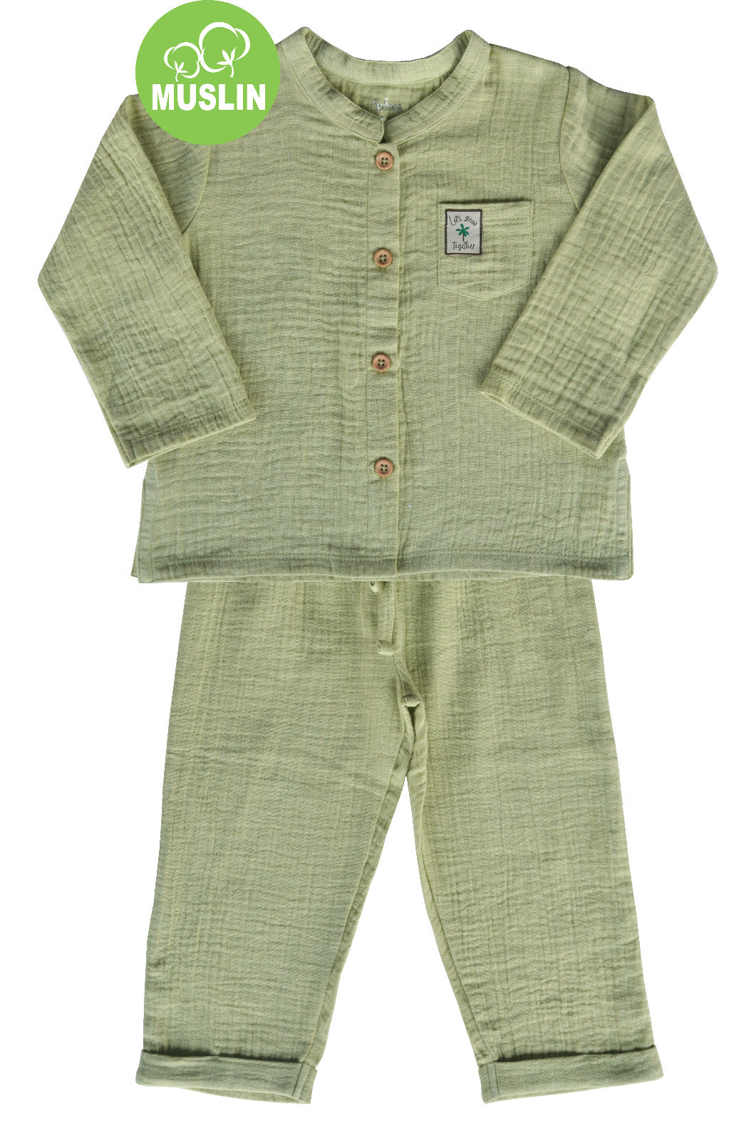 Green Muslin Top Pant set