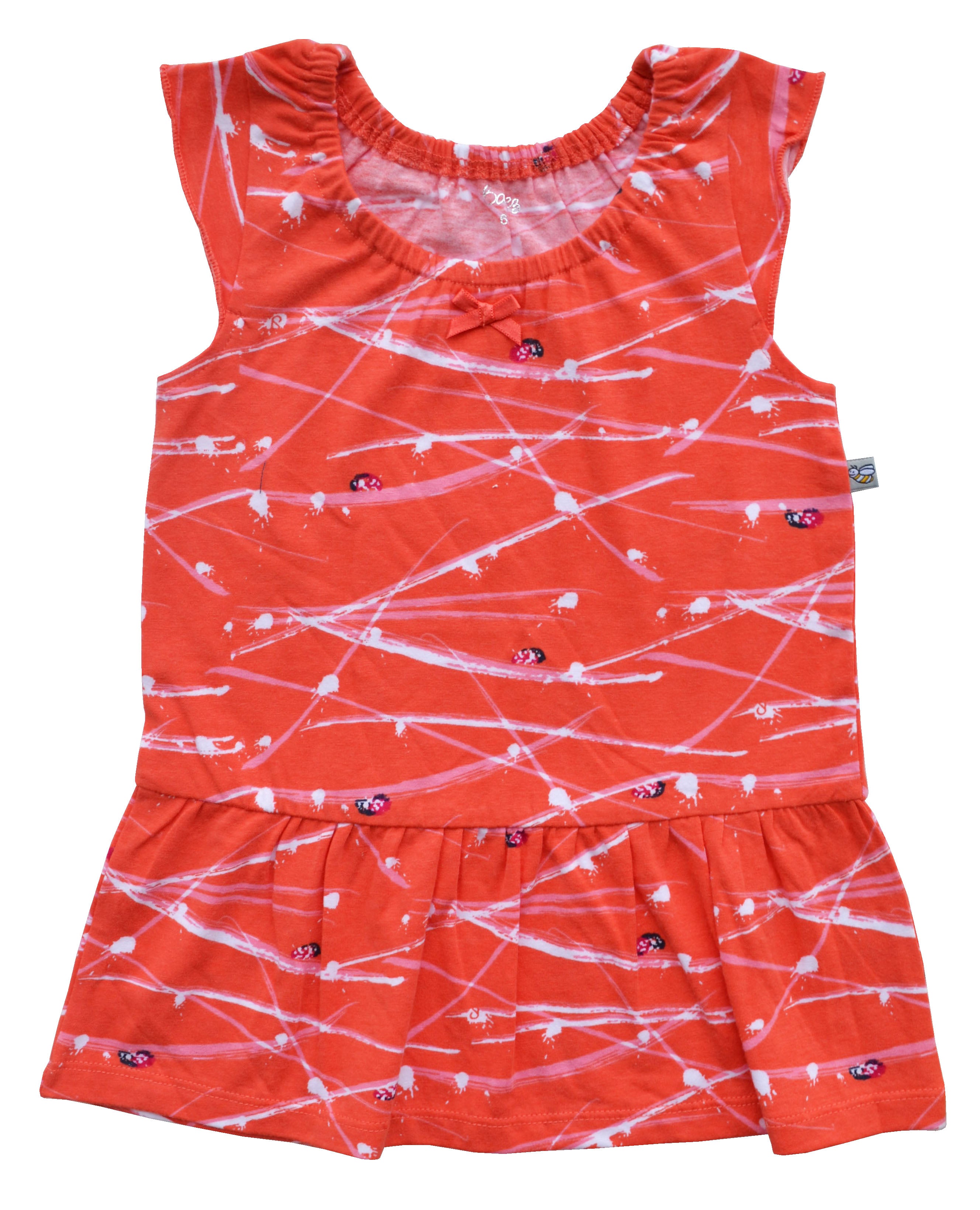 Bug Print Orange Sleeveless Dress