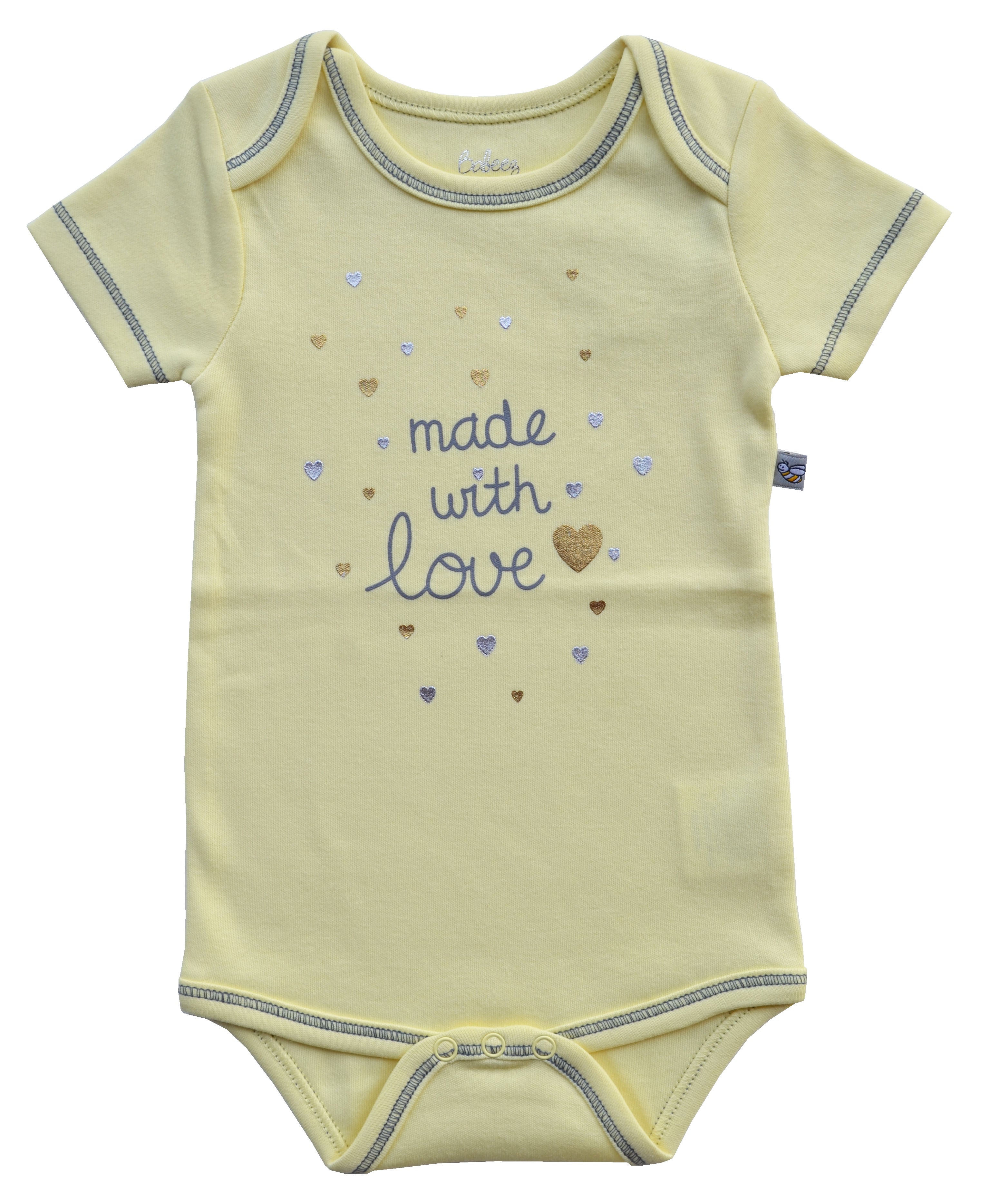 Made With Love Print Yellow Short Romper