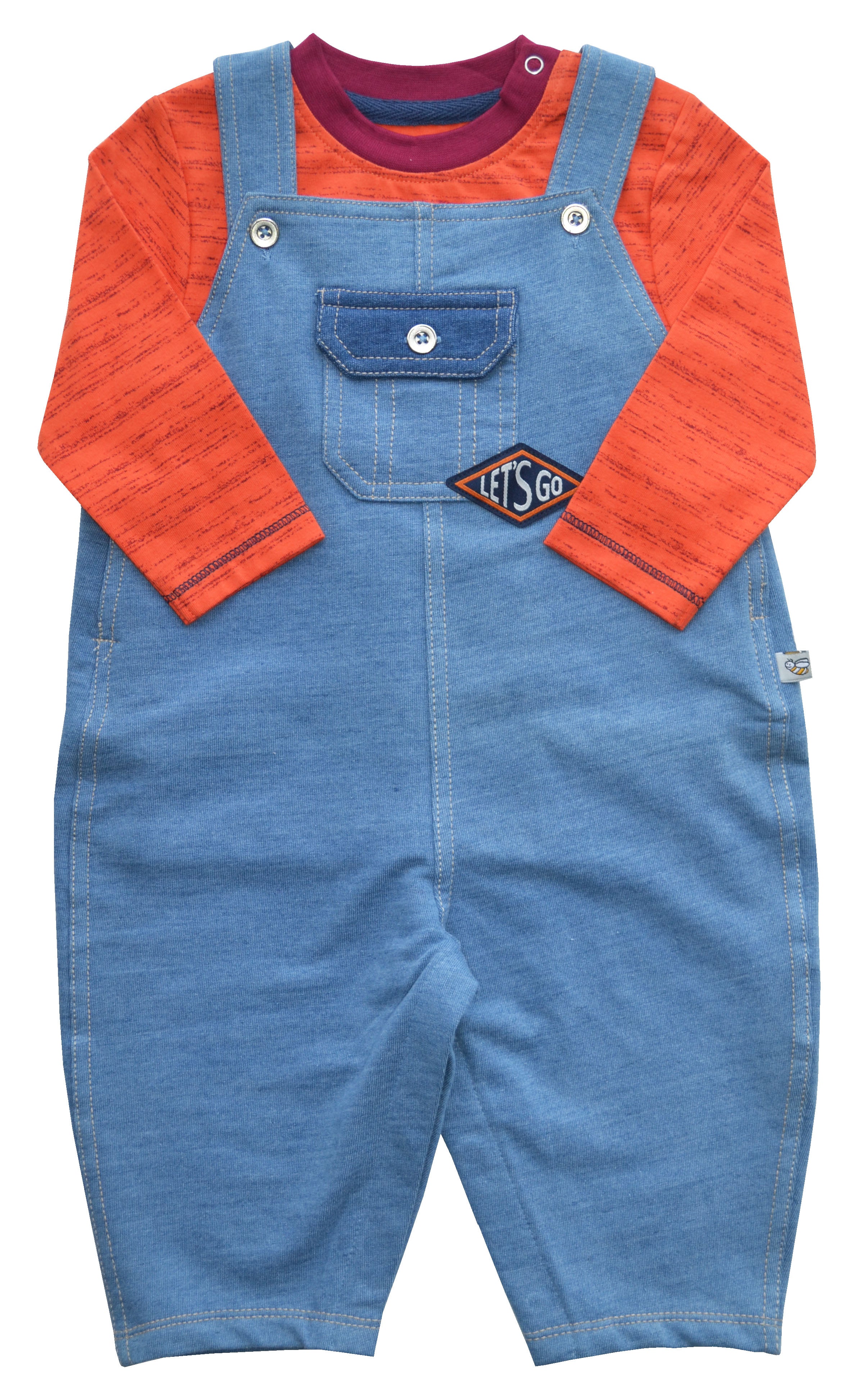 Orange Denim Full Romper Set