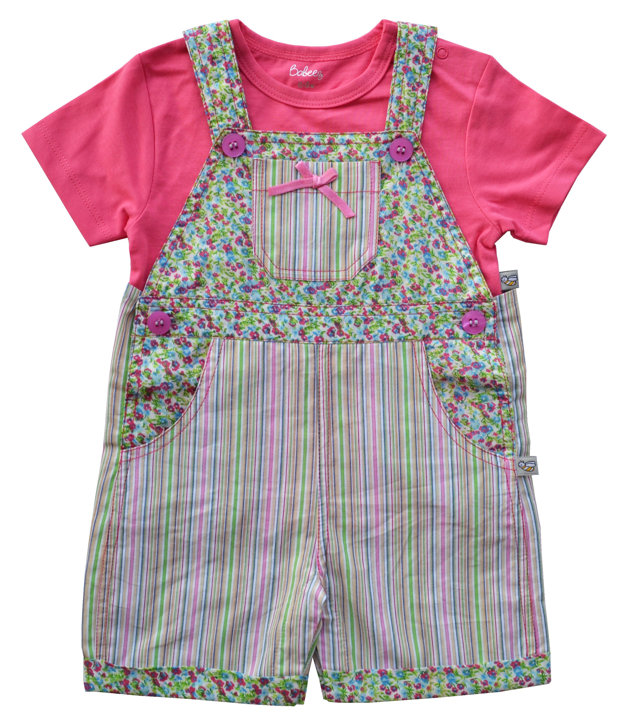 Pink T-Shirt and Short Romper Set