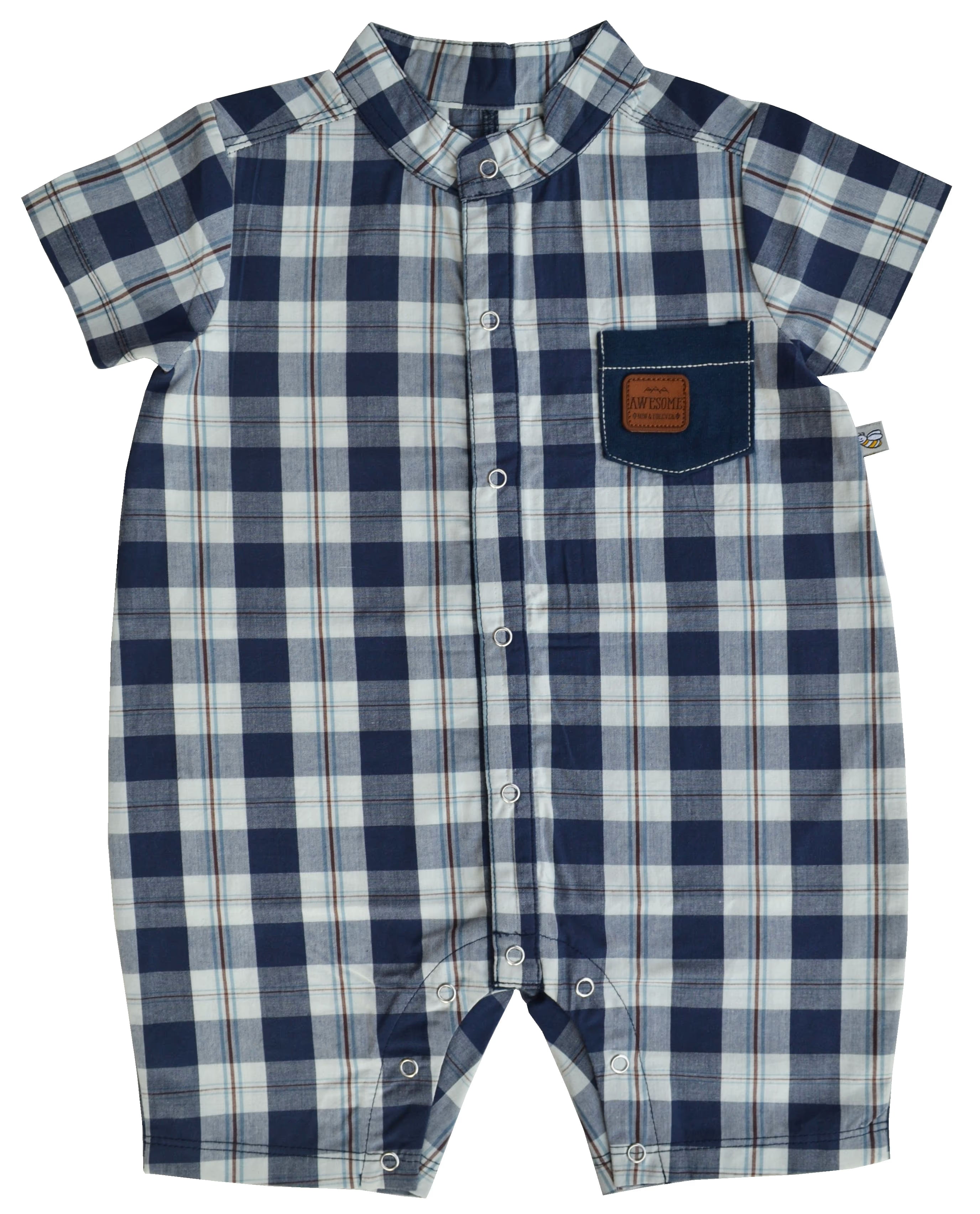 Blue Checks Short Romper